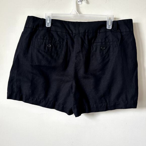 Talbots Linen Blend Shorts Size 16 Plus Black Minimalist Lagenlook Beachy Mature - Picture 2 of 6